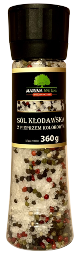 Sól kłodawska z pieprzem kolorowym 360 g młynek