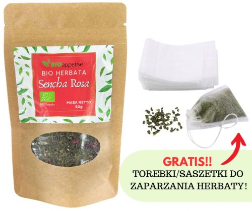 Zielona herbata Sencha Rosa BIO z płatkami róż i werbeną cytrynową